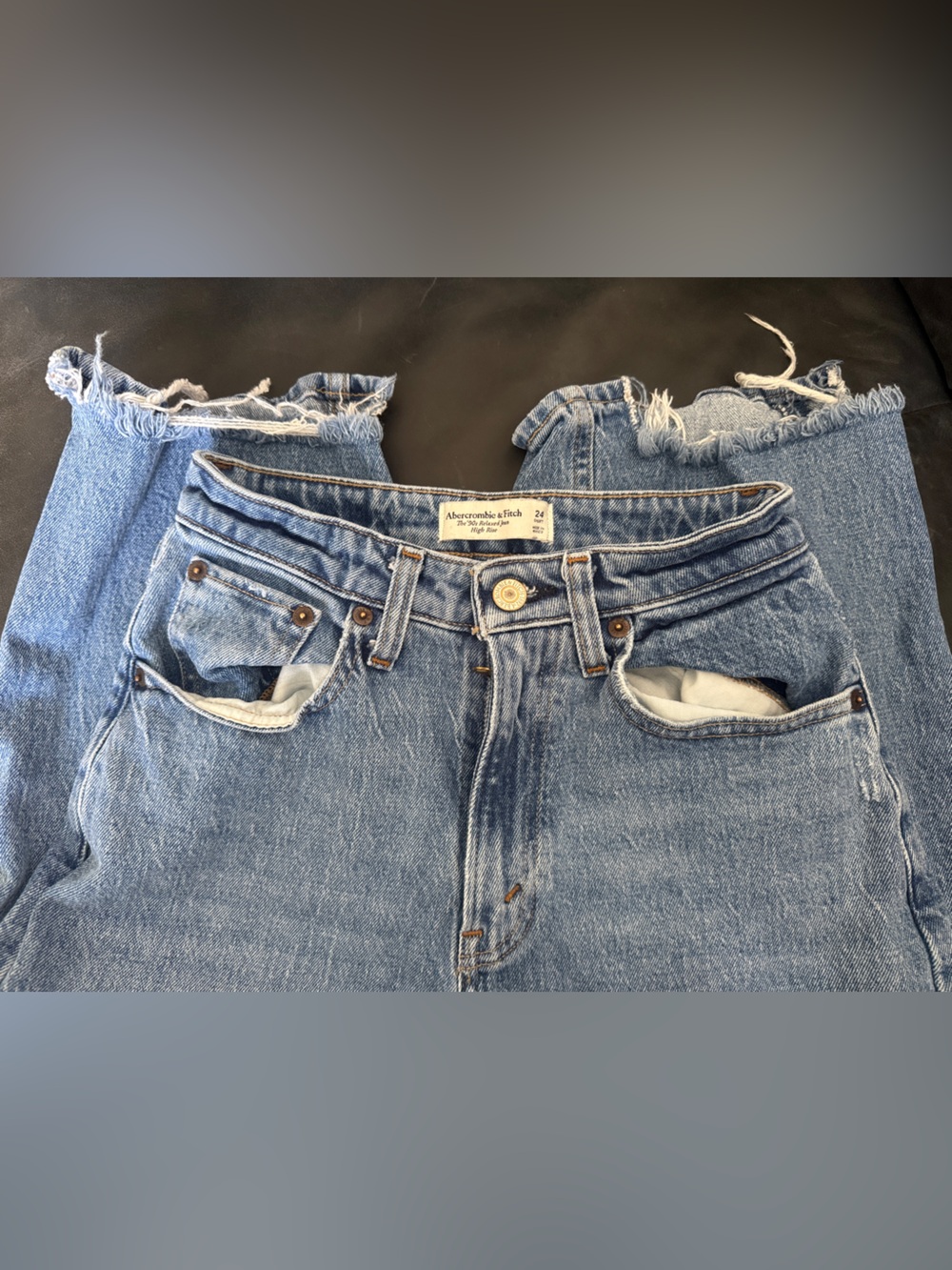 Abercrombie Light Blue High-Rise 90s relaxed with Frayed Hem